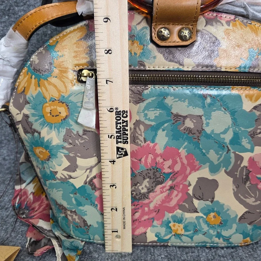 Patricia Nash First Bloom Meldola Dome Satchel crossbody bag Floral Leather $219